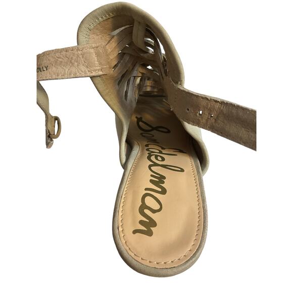 Sam Edelman Holly Leather Booties Light Greenish Beige Block Heel Ankle Size 7.5 - Picture 15 of 16